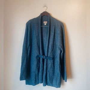 Fenn Wright Manson Woman 100% Merino Wool Knit Long Line Neutral Gray Cardigan